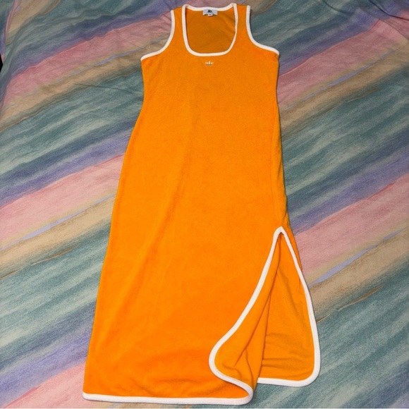 Juicy Couture track suit DRESS Women’s Towel Terry Midi T-shirt Dress Yellow M - Picture 3 of 9